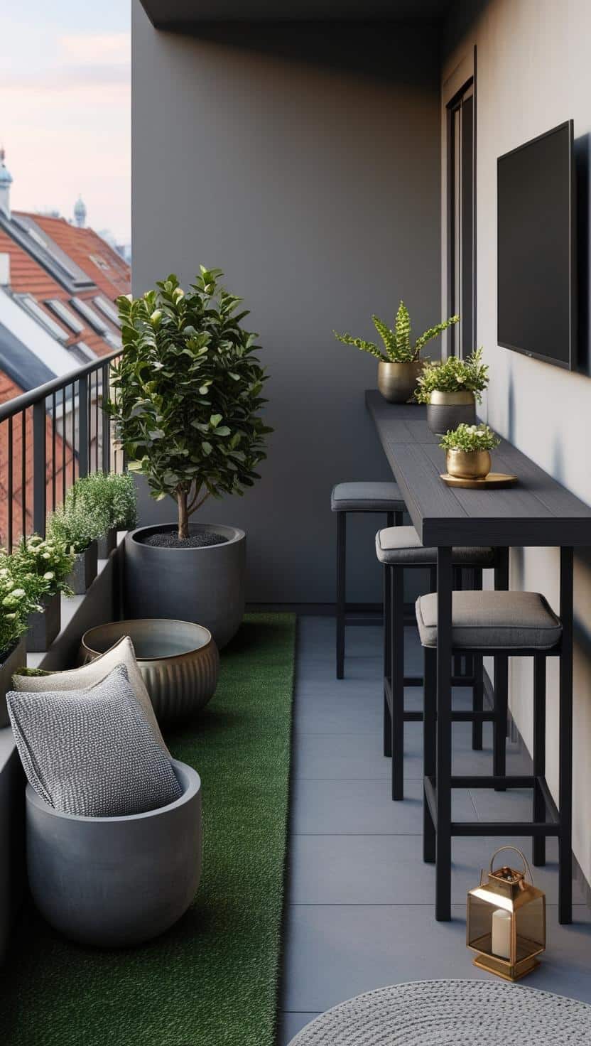 Balkon Outdoor Bar mit TV 4