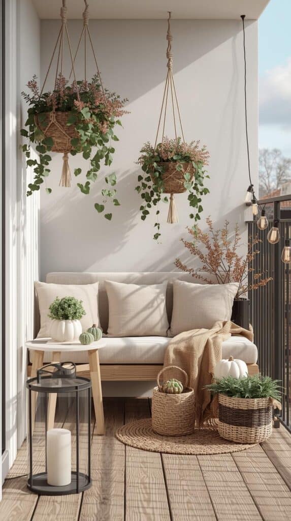 Wie du deinen Balkon mit Pflanzen in Makramee-Hängern sofort aufwertest boho beige creme makramee ampel holumoebel