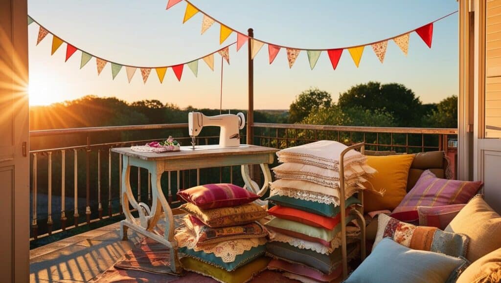 DIY-Dekoideen für den Balkon mit recycelten Materialien diy artikel recycelten Materialien 1 kissen ecken stoffe