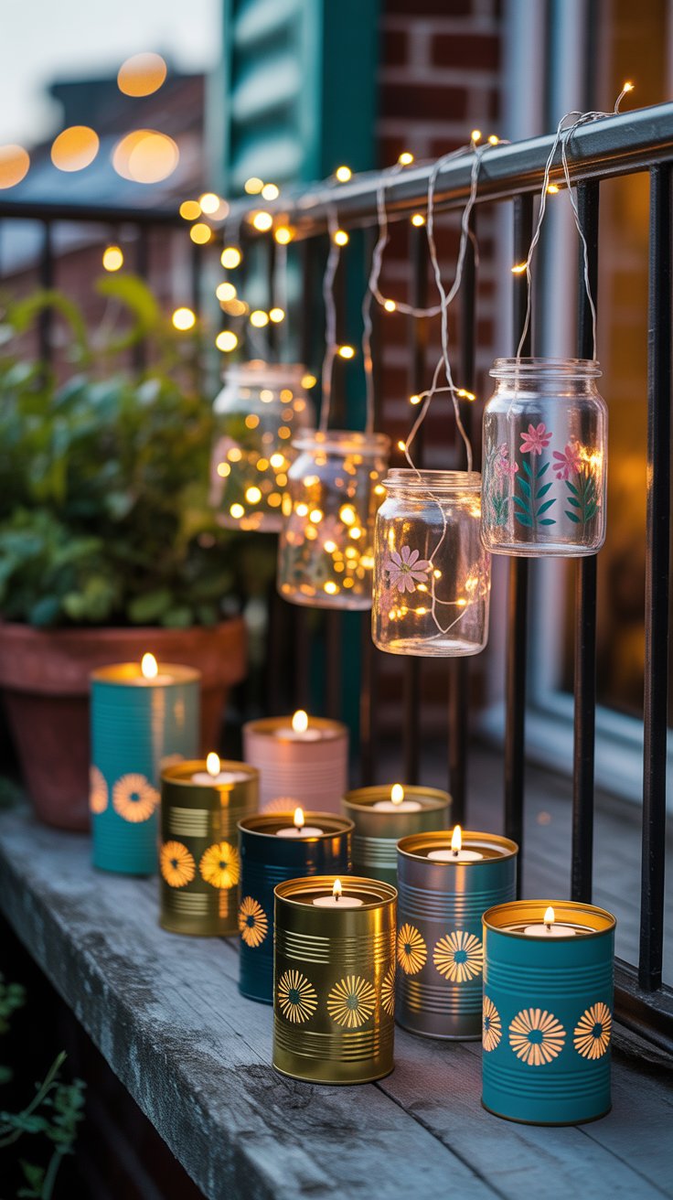 Kreative Beleuchtung für den Balkon: Lichterketten und Solarleuchten diy lanpen dosen licht solar