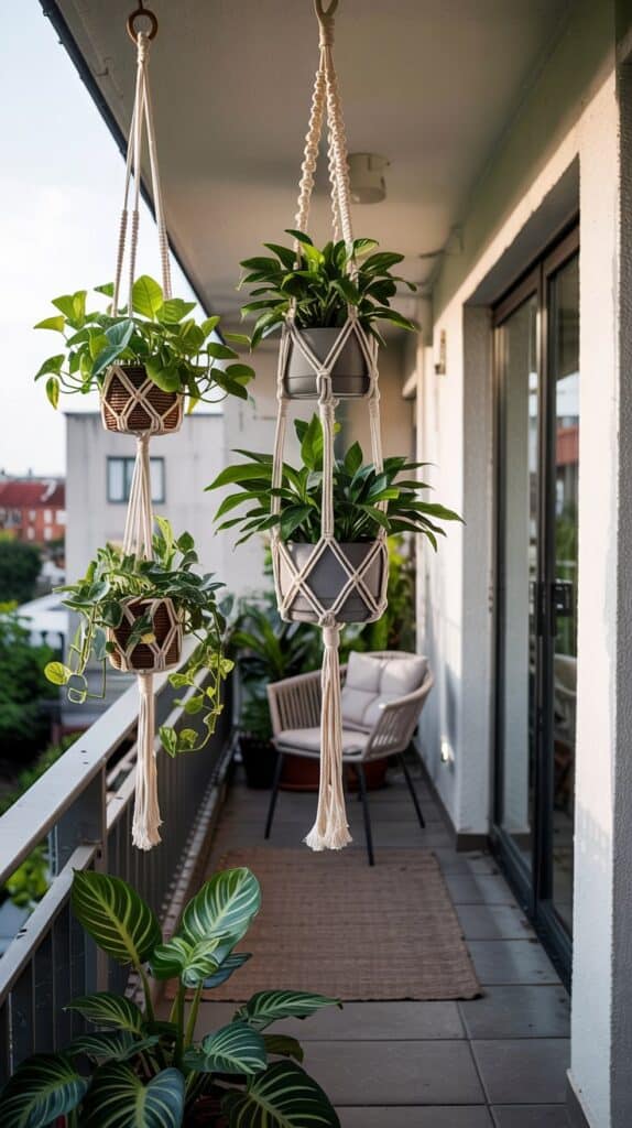 Wie du deinen Balkon mit Pflanzen in Makramee-Hängern sofort aufwertest makramee blumem haenger ampel 2