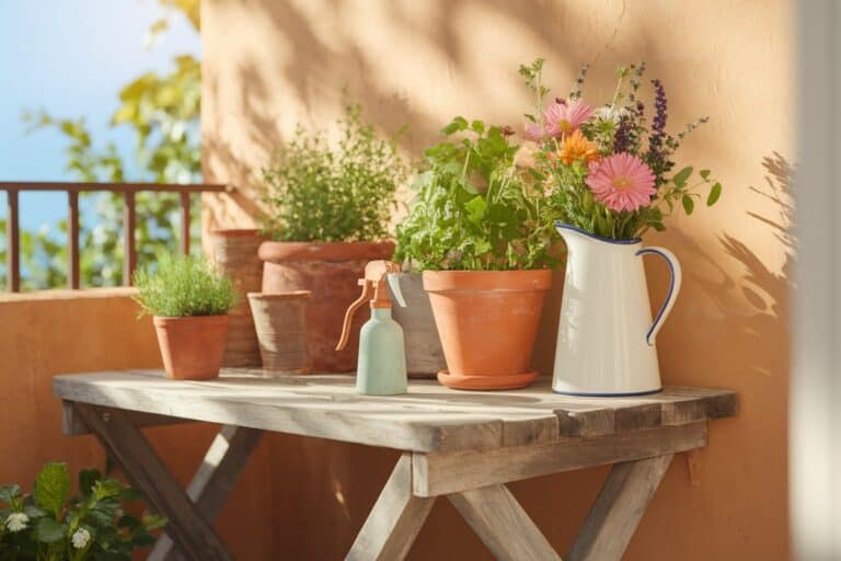 DIY-Balkon-Deko mit Holz und Pflanzen DIY-Balkon-Deko mit Holz und Pflanzen