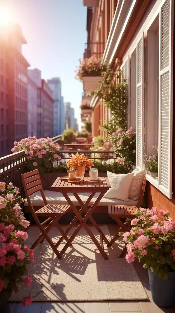 beitag im juni details 2025 titel mittagsonne Holz moebel rosa blumen