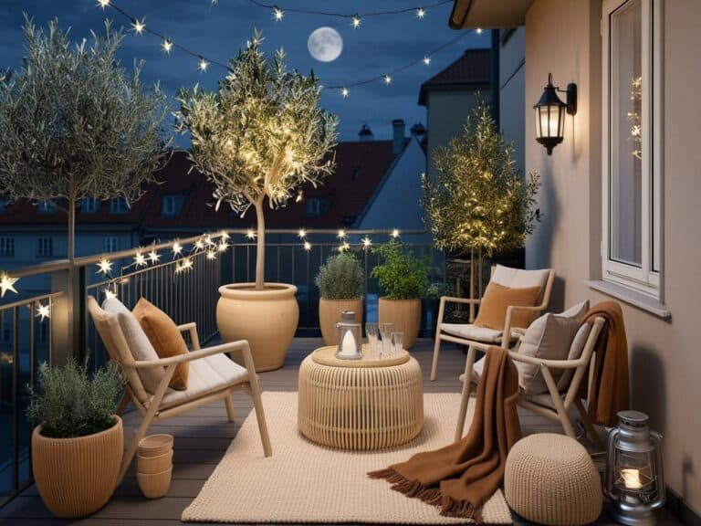 Kreative Beleuchtung für den Balkon: Lichterketten und Solarleuchten