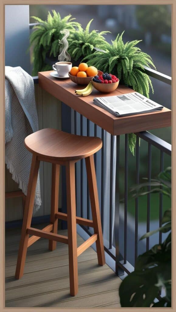 Platzsparende Balkonmöbel: Diese 7 Ideen funktionieren selbst auf Mini-Flächen minimalistischer Balkon fruehstuecks theke 4