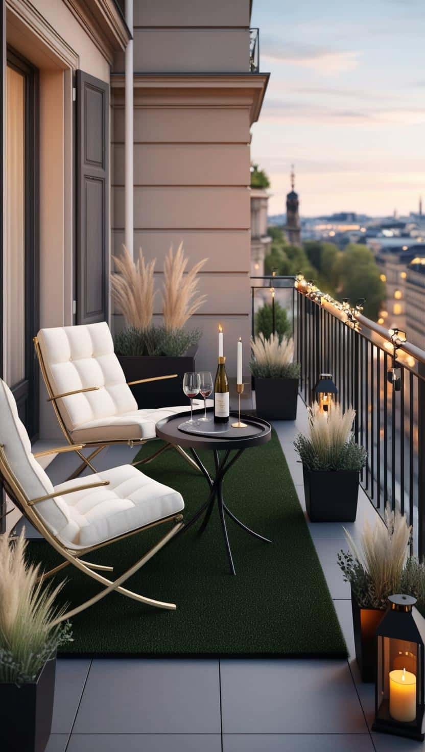 Teppich auf dem Balkon #2 kunstrasen als laeufer teppich gruen abned metall moebel creme 1