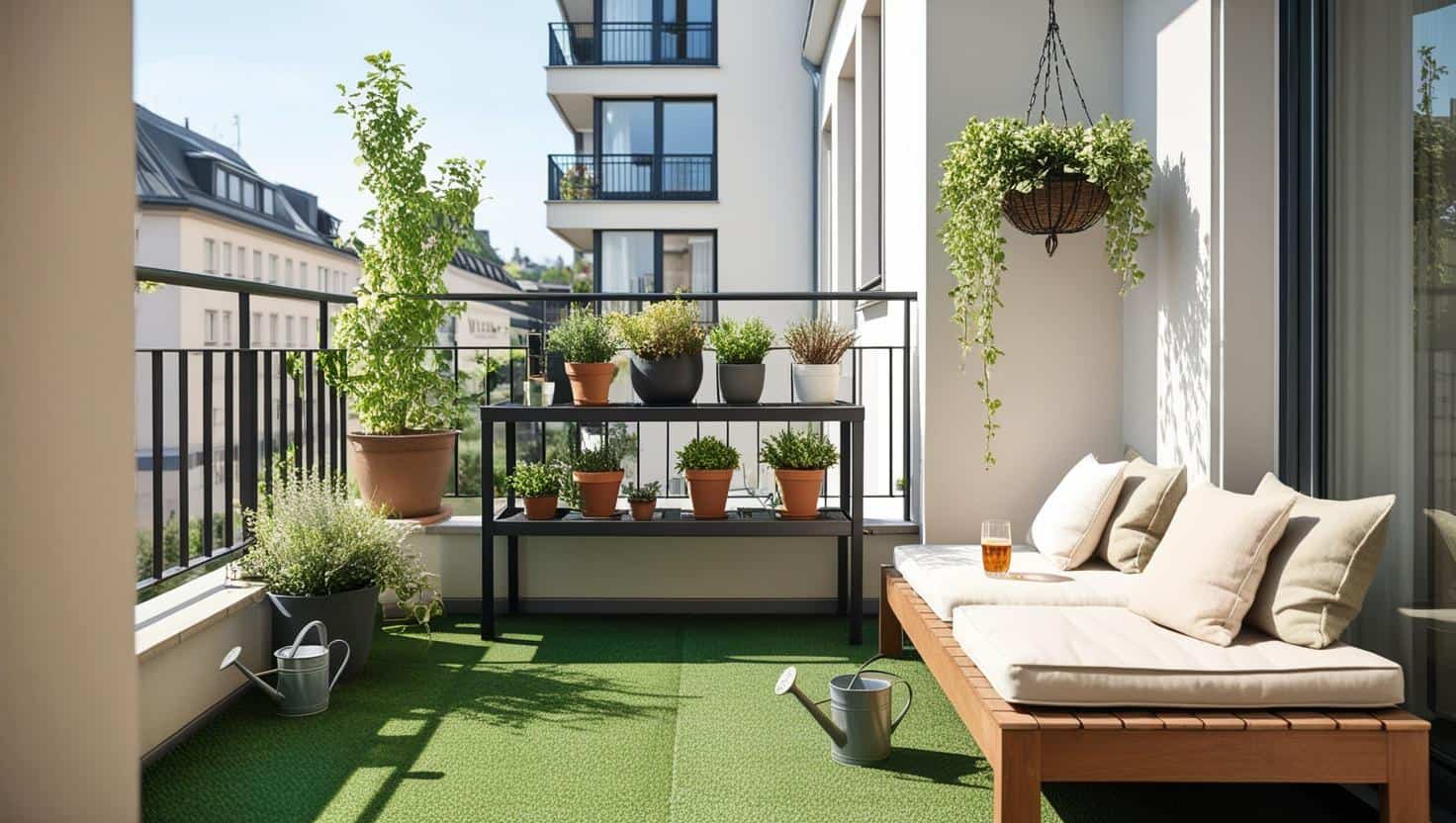 kunstrasen gruen helle moebel titel balkon
