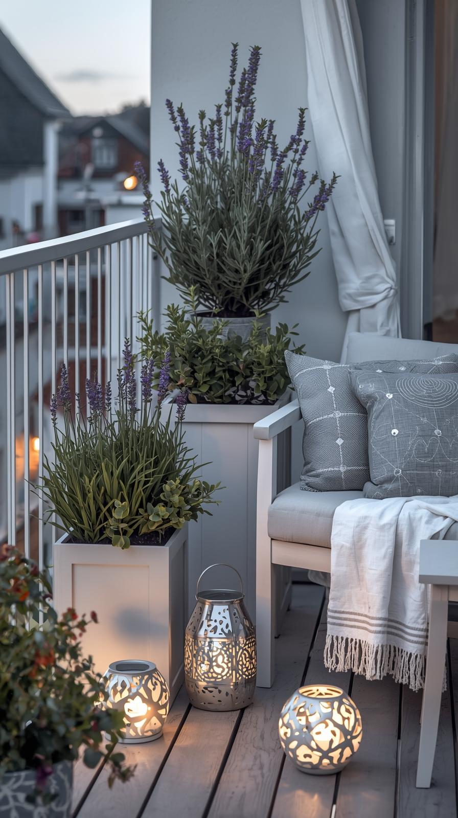 mediteran in weiss und silber licht laternen lavendel 3