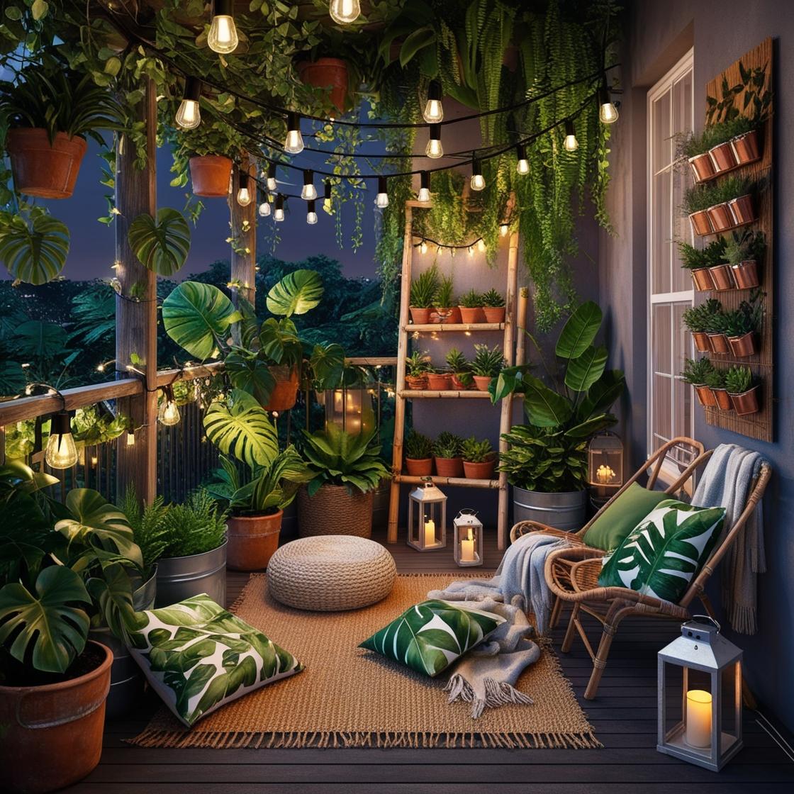solarlichter stil urban jungel vertikal lchterketten pouf rattanstuehle