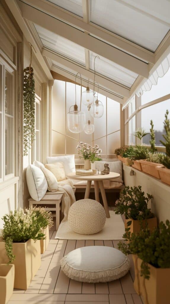 Diese Farben lassen deinen Balkon größer wirken qch balkon groesser wirken hell beige teppich sand sofa 2