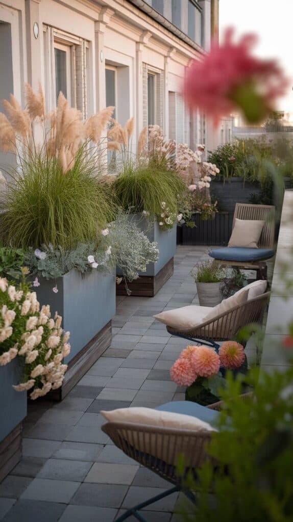 sommer herbst balkon beitrag modern kuebel beton graeser 1