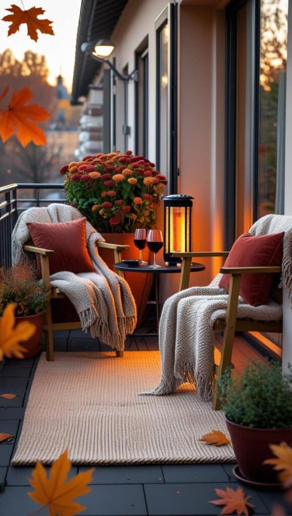 Die 7 besten Herbst-Sets für kleine Balkone – sofort gemütlich & bezahlbar herbst holz decke orange