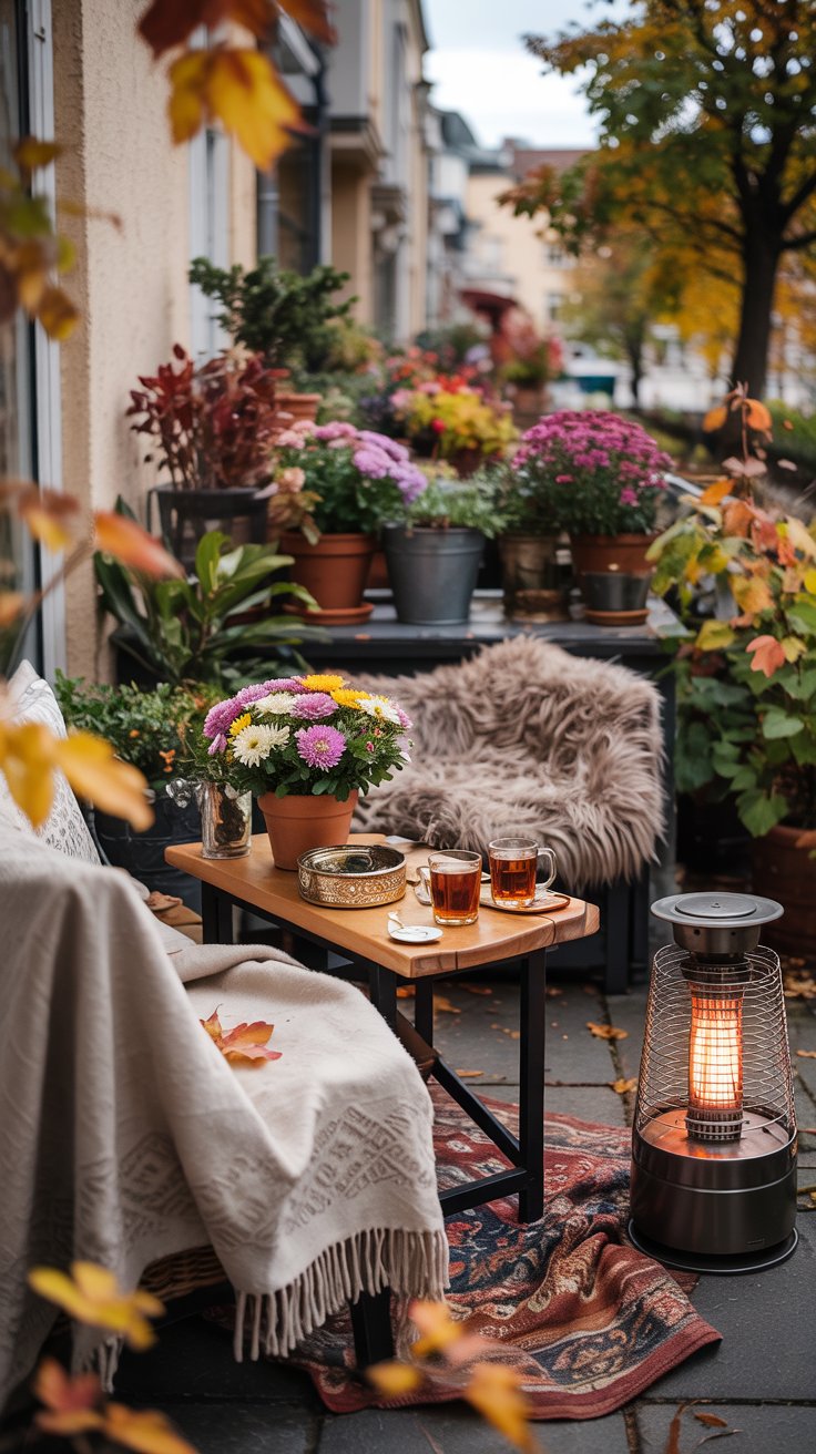 raucher balkon herbst warm einladend