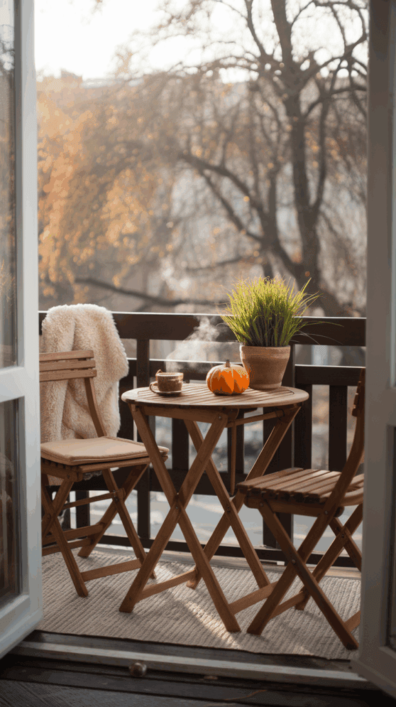 spaetsommer balkon schlicht alt gemuetlich charmant holz creme beige 2