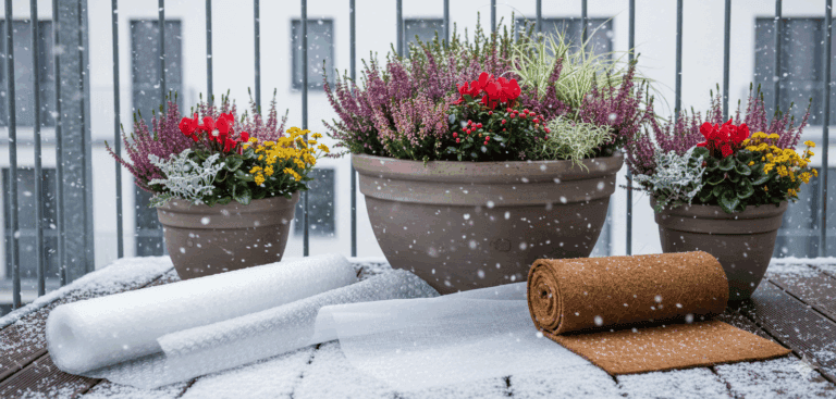 Balkon winterfest machen – so schützt du Pflanzen mit Schafwollmatte, Vlies & Co.
