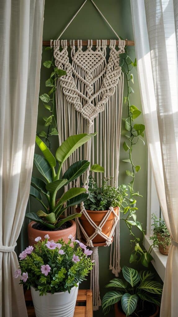 makramee kleine ecke wand blumenhaenger 1