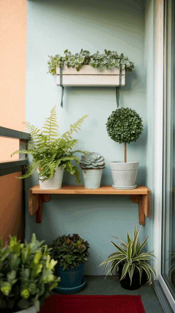 Kleine Balkone groß wirken lassen – 7 einfache Produkte, die sofort optisch mehr Raum schaffen deko bild wand toepfe regal