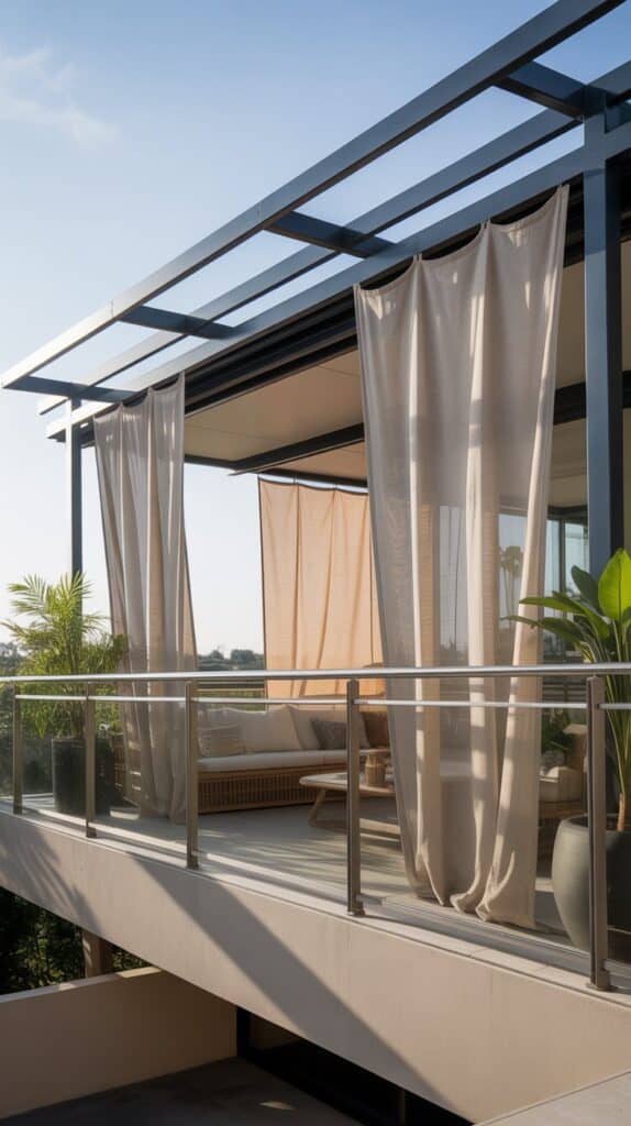 sichtschutz vorhang stoff beige hell modern schlicht beige