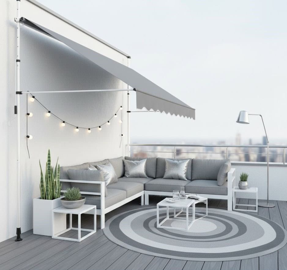 klemmmarkise balkon silber weiss grau schlicht minimal