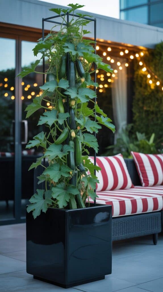 kletter zucchini im kuebel 2