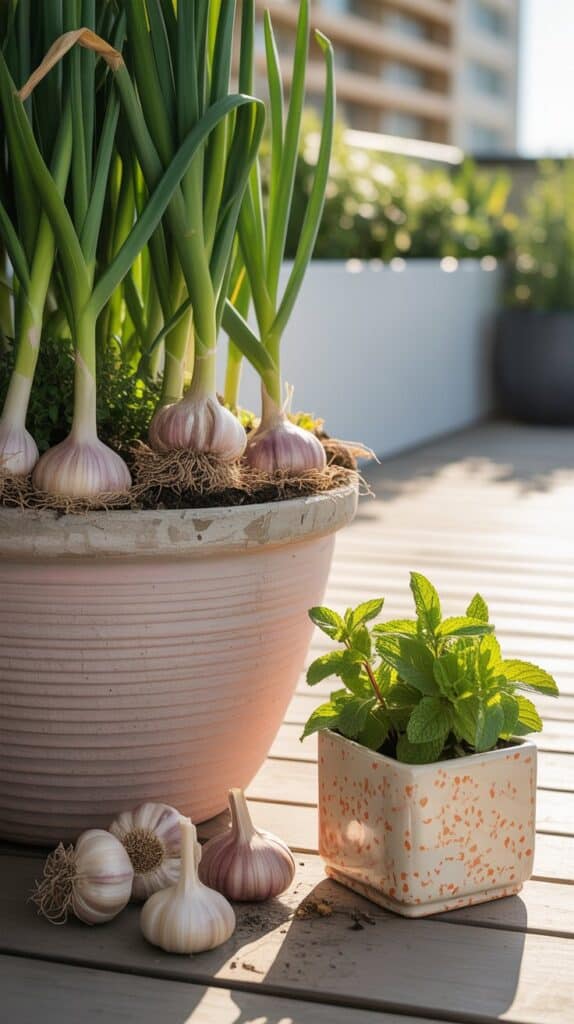 knoblauch im kuebel 1