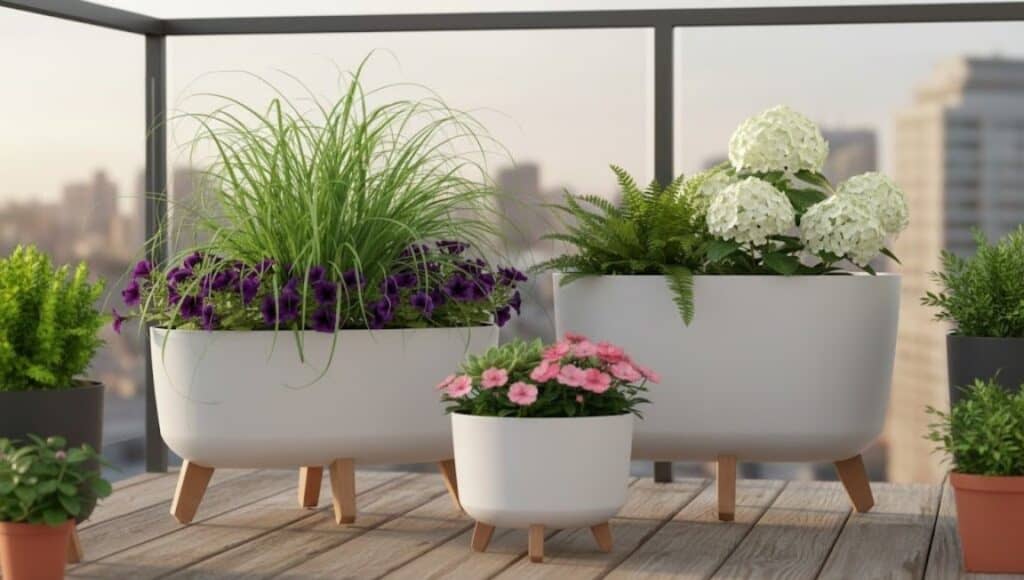 kuebel mit fuessen weiss 3er set