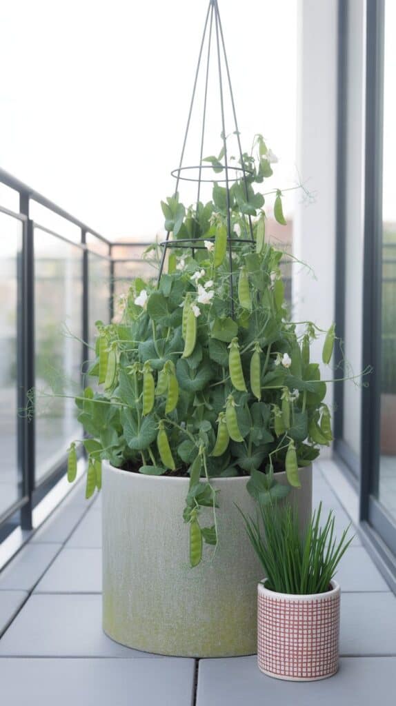 zuckerschoten im kuebel 1