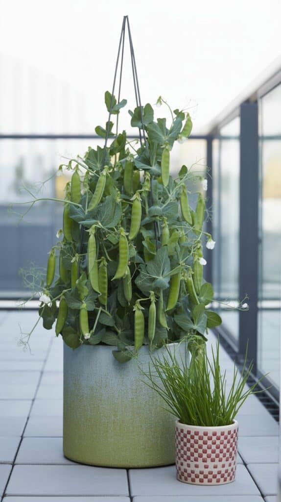 zuckerschoten im kuebel