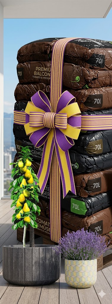 balkonerde stapel mit schleife 1