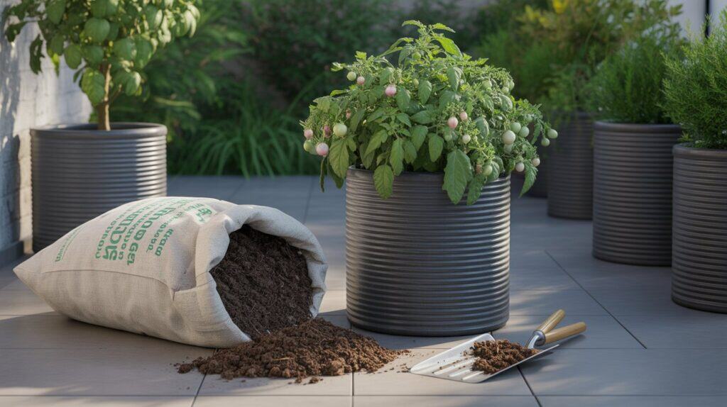 erde sack kuebelbalkon tomate 5