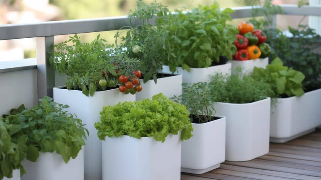 gemuese balkon weisse kuebel 2