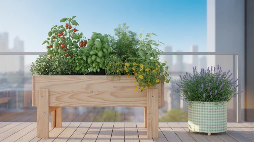 hochbeet kraeuter tomaten lavendel holz 7