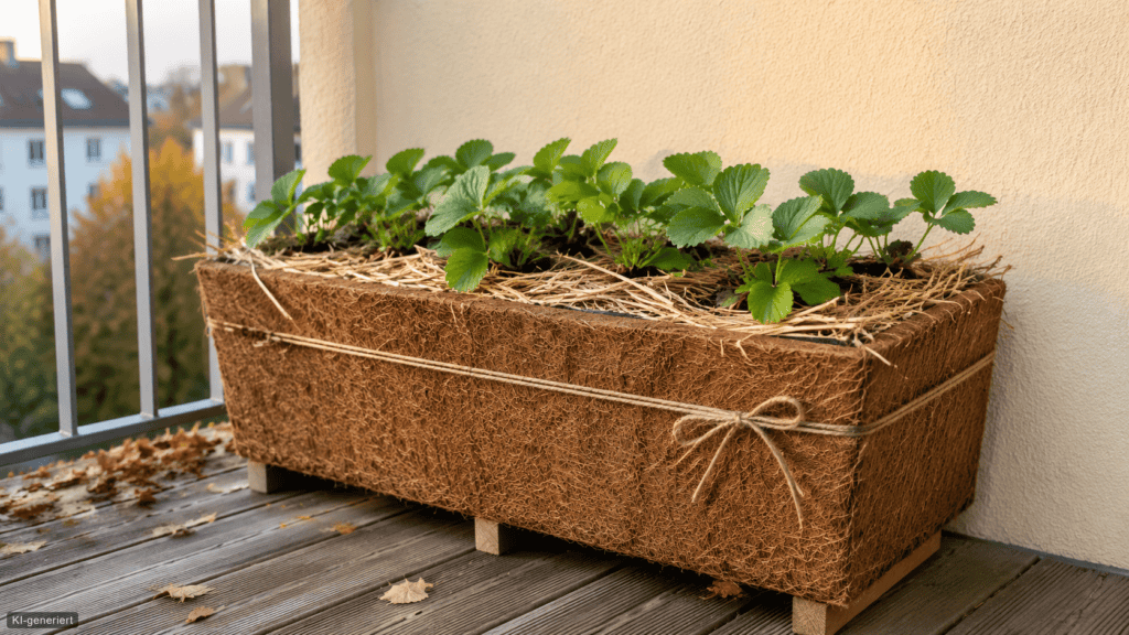 Erdbeeren im Balkonkasten ueberwintern 4