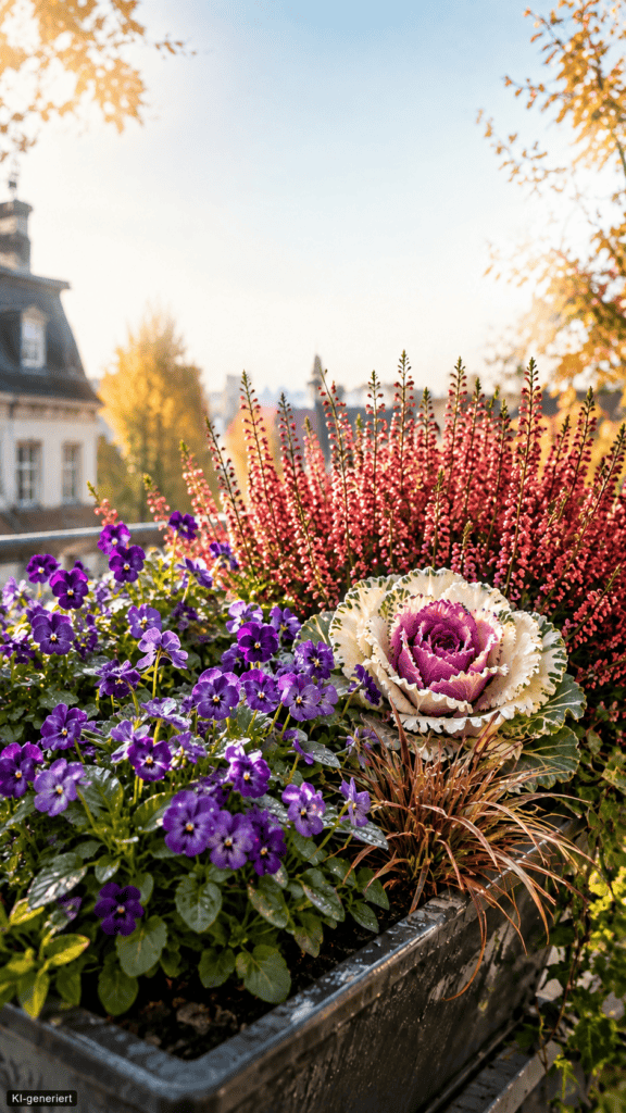 Welche Balkonpflanzen sehen bis November noch gut aus? balkon kasten herbst pflanzen 1
