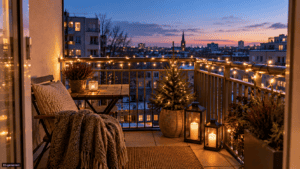 Weihnachtsbeleuchtung für den Balkon: Ideen mit und ohne Dach
